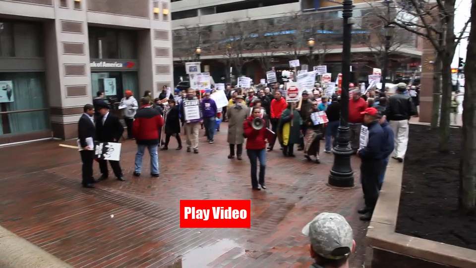 *Video:april 4, protestors  march after speakout in front of bank of america